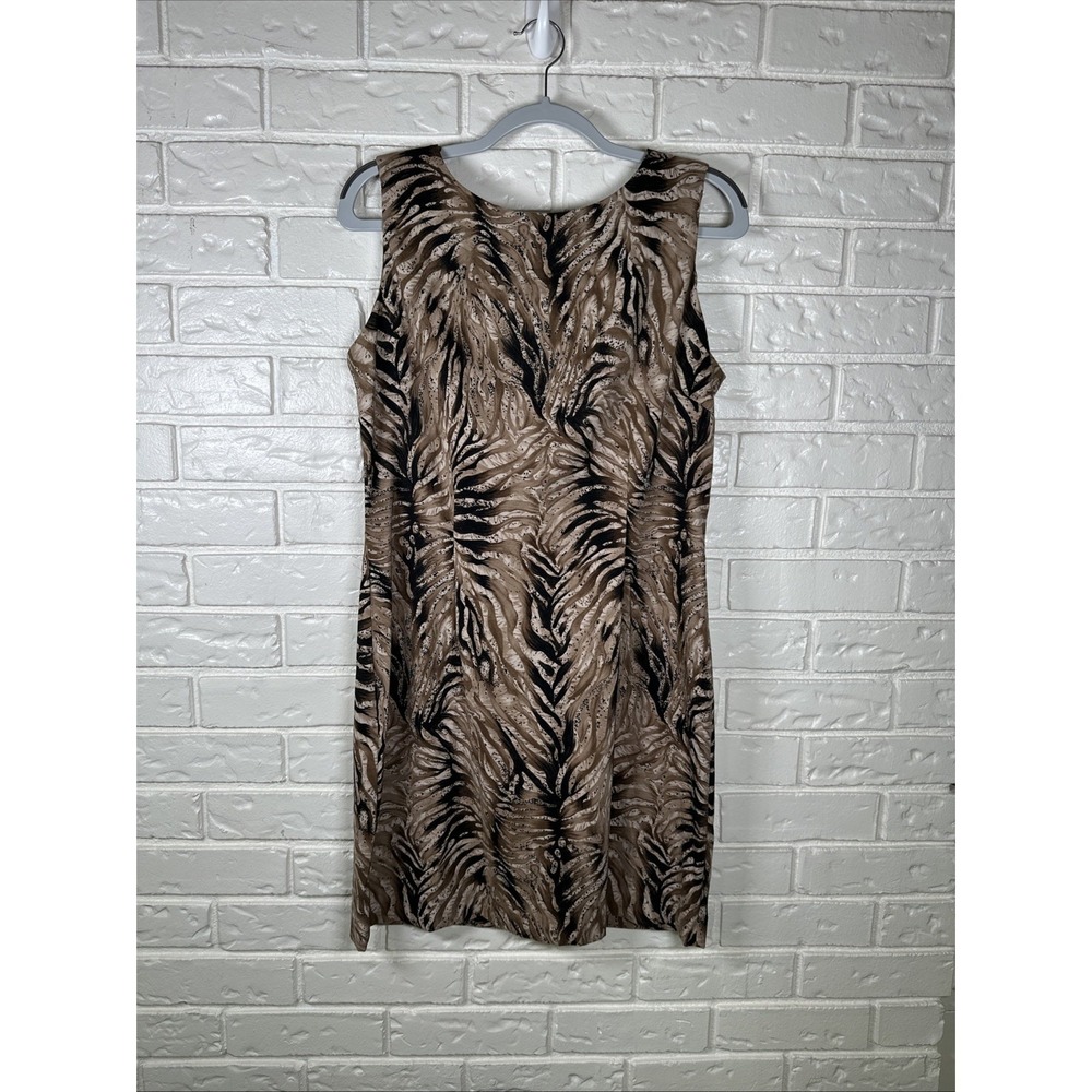 Vintage John Roberts Animal Print Sheath Dress Y2K 90s Size 14